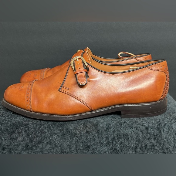 Allen Edmonds Hillsboro Leather Monk Strap Brogue Cap Toe Loafers 11.5 EEE USA - Picture 2 of 10